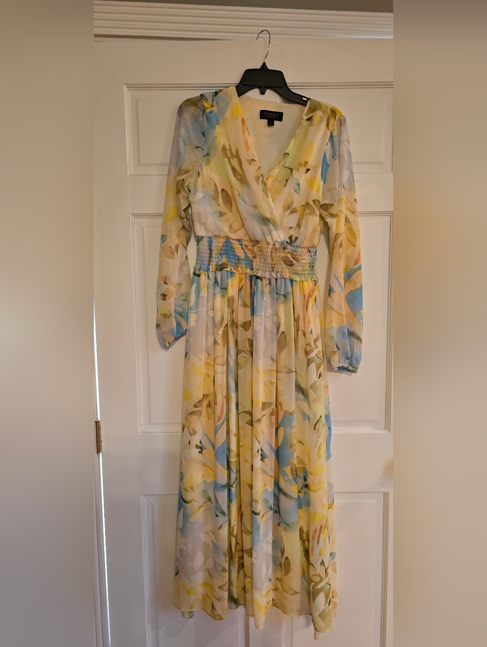 Laundry By Shelli Segal Yellow & Blue Floral Maxi Dress